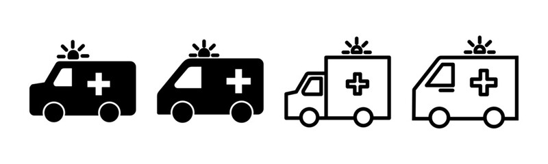 Ambulance icon set illustration. ambulance truck sign and symbol. ambulance car