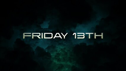 A cinematic portrayal of Friday 13th set against dark storm clouds, perfectly capturing the suspense and horror of this legendary date