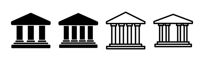 Bank icon set illustration. Bank sign and symbol, museum, university
