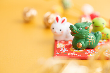 2024辰年のかわいい年賀状　龍　干支　新年の写真素材