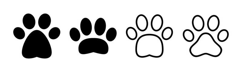 Paw icon set illustration. paw print sign and symbol. dog or cat paw