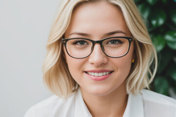 Obraz premium portrait of a woman wearing glasses. Generative AI