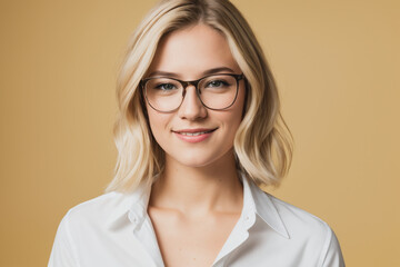 portrait of a woman wearing glasses. Generative AI