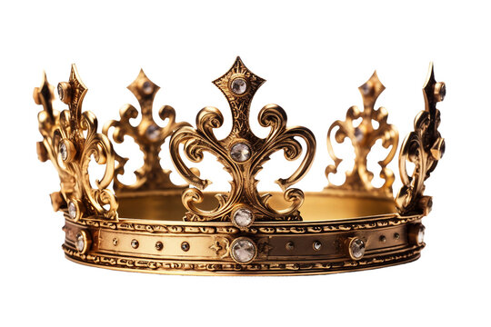 golden crown isolated on a transparent background, generative ai