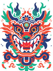 Chinese traditional dragon image cartoon head stickers material