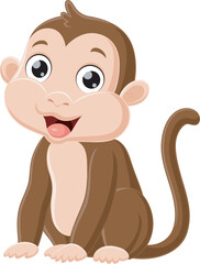 Obraz premium Cute baby monkey cartoon sitting