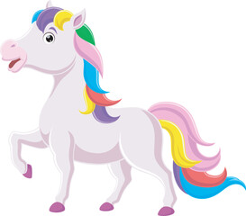 Obraz na płótnie Canvas Cute rainbow unicorn on white background
