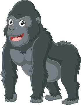 Cute gorilla cartoon on white background
