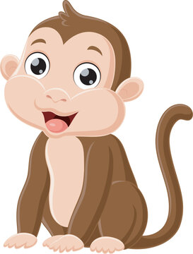 Cute baby monkey cartoon sitting