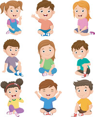 Cute kids cartoon with different expressions