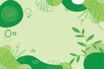 Presentation Background with tropical leaf plant on green background vector design.