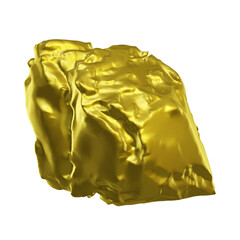 3D gold nugget isolated. 