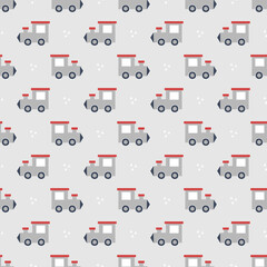 Kids seamless pattern with train locomotive for fabric, wallpaper, paper
