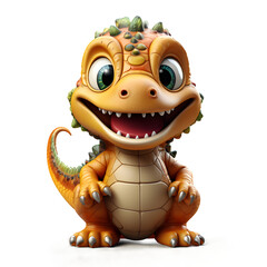 Fototapeta premium cute dinosaur t-rex model 3d orange pumpkin halloween on transparent background cutout, PNG file. cartoon Style