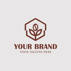 coffee leaves and beans logo vector