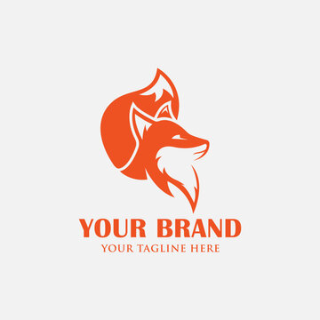 Fox animal head cartoon logo illustration