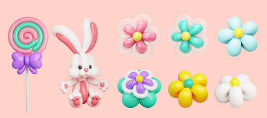 3D cute balloon art set