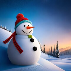 Obraz premium cute snowman, Created using Ai generative