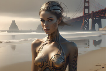 Draw a beautiful girl on the beach.
Generative AI