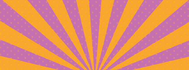 かわいいポップなドットの集中線　　ハロウィン　黄色　オレンジ　横　横長  ワイド