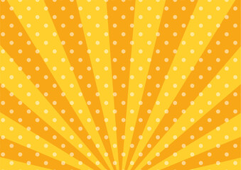 かわいいポップなドットの集中線　黄色　オレンジ　横　横長