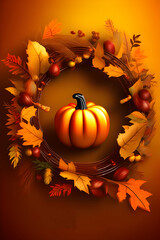 Naklejka na ściany i meble Thanksgiving day banner, autumn template,
