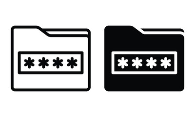 Folder password icon with outline and glyph style.