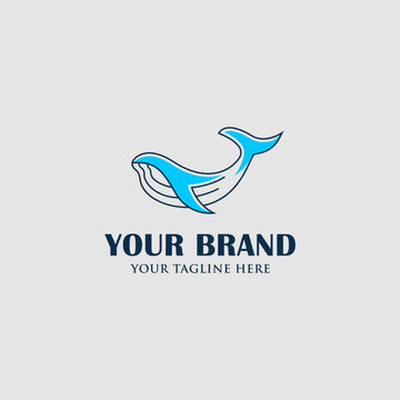 Whale line logo design vector