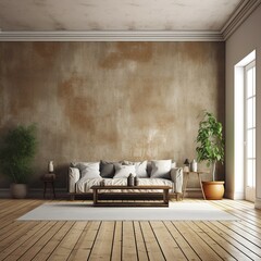 Vintage style photos of the living room or simple blank walls in the countryside. For interior decoration, interior design, café, old, brown. 