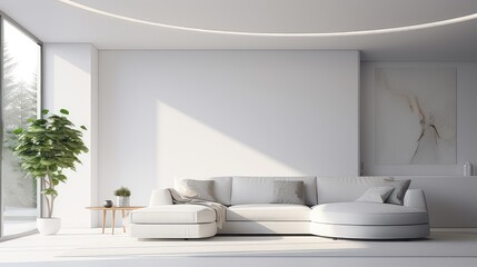 Fototapeta na wymiar Living room Interior design minimalism style white clean theme