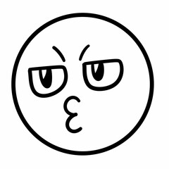 line drawing cartoon of a funny facial expression