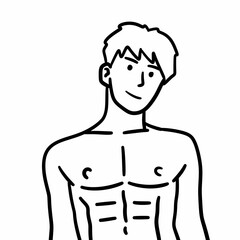 black and white of cute man cartoon for coloring