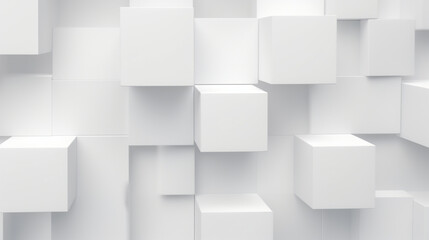 white cube boxes playfully obstructing the background