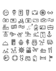 Travel icons set. Tourism simple icon collection. Vector