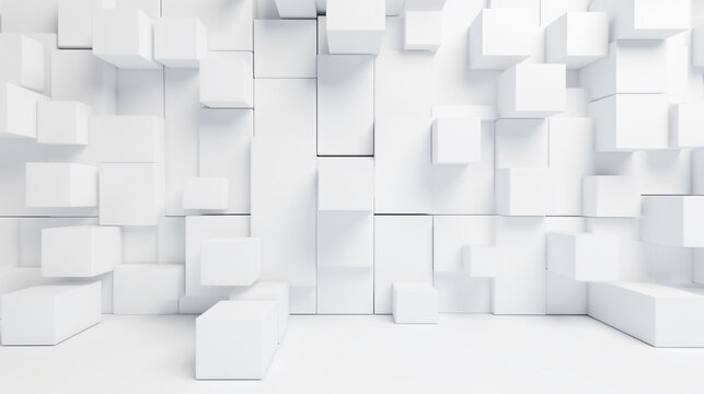 stylish visual representation of white cube boxes playfully obstructing the background © Tahsin