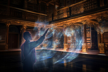 Person with hologram  ai generative art