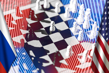 US-Russia Summit expressed in a chess game.