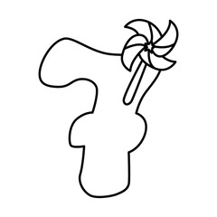 Number cartoon vector coloring page