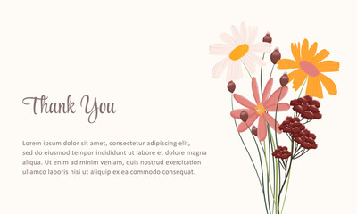 thank you card with botanic floral design