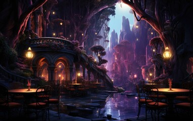 Obraz premium Jungle landscape with a fairy.