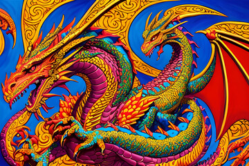 Chinese dragon on the wall