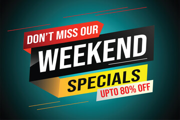 Weekend Special sale tag. Banner design template for marketing. Special offer promotion retail. background banner modern graphic design for advertising store shop, online store, website, landing page