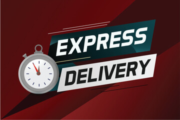 Express delivery word concept vector illustration with stopwatch style for use landing page, template, ui, web, mobile app, poster, banner, flyer, background, gift card, coupon, label	