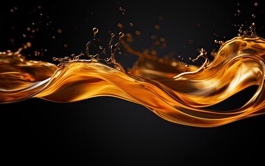 Abstract background with gold petrol oil waves. - obrazy, fototapety, plakaty