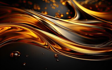 Abstract background with gold petrol oil waves.
