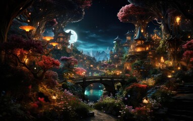 Obraz premium Jungle landscape with a fairy.