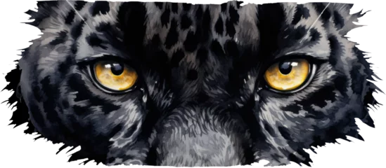 Foto op Plexiglas Black jaguar tiger eyes watercolor illustration. Generative AI © ABC Vector