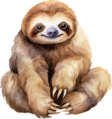 Cute sloth watercolor illustration. Generative AI