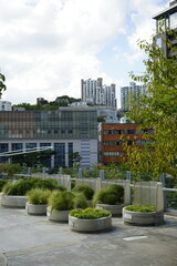 도심의 서울역 주변의 고층 비지니스 빌딩들이 있는 풍경입니다.