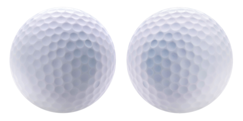 Golf ball isolated on white background, Golf ball sports equipment on white PNG File.